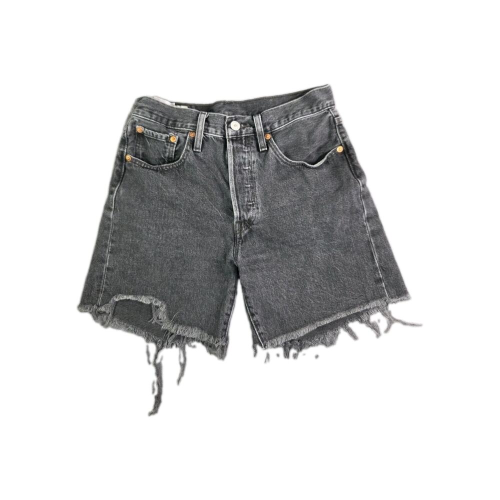 Levis Premium 501 Jean Shorts Womens Sz 26 Cut Offs Black Denim Modern Cotton C1